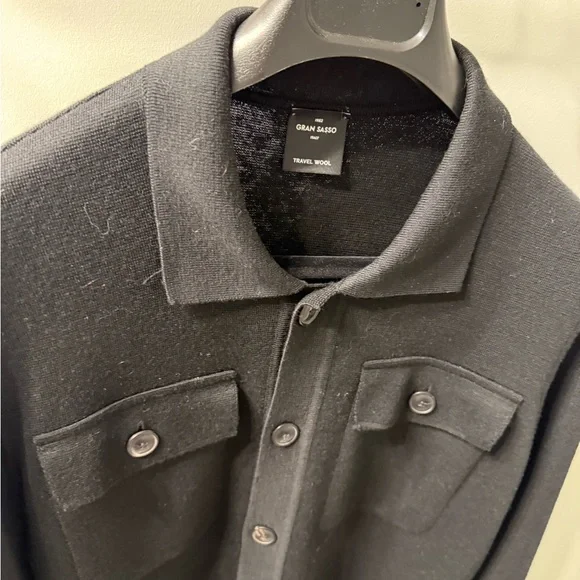 Black Gran Sasso Travel Wool Overshirt - Picture 2 of 2